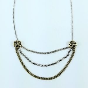 Fossil Crystal Rose Layered Chain Necklace